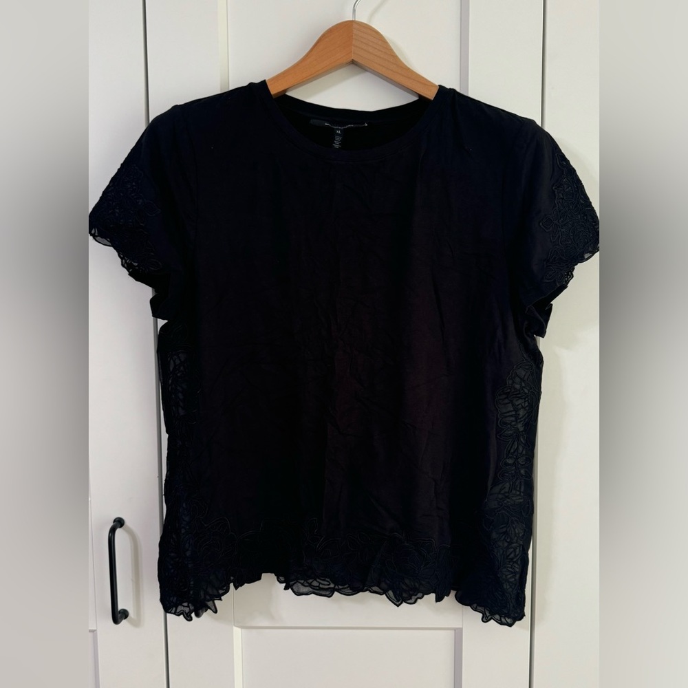 Never Worn WHBM Black Lace Trim Women's Top